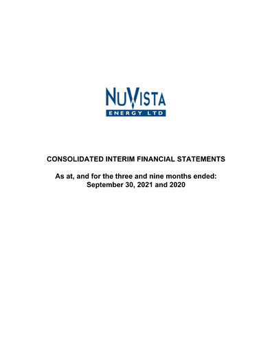Thumbnail NuVista Energy Quarterly Report 2021-q3