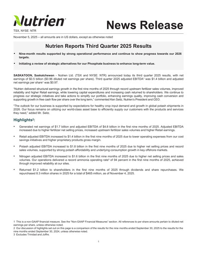Thumbnail Nutrien Quarterly Report 2025-q3