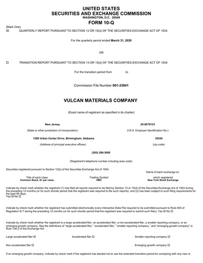 Thumbnail Vulcan Materials Quarterly Report 2020-q1