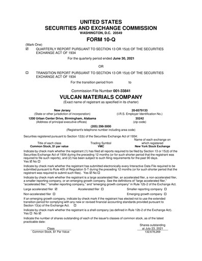 Thumbnail Vulcan Materials Quarterly Report 2021-q2