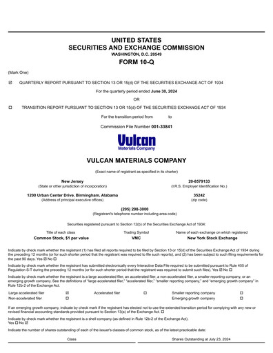 Thumbnail Vulcan Materials Quarterly Report 2024-q2