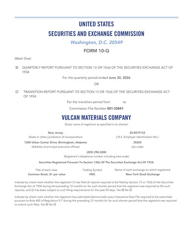 Thumbnail Vulcan Materials Quarterly Report 2026-q2