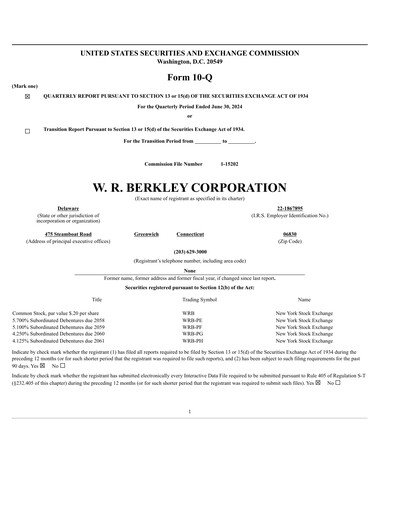 Thumbnail W. R. Berkley Quarterly Report 2024-q2