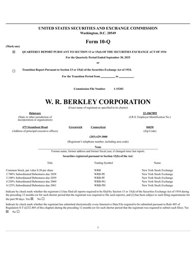 Thumbnail W. R. Berkley Quarterly Report 2025-q3