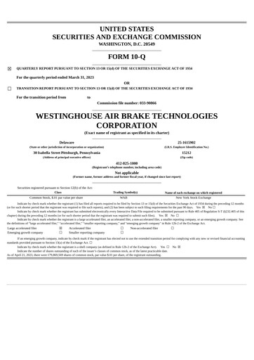 Vorschaubild Wabtec Quartalsbericht 2023-q1