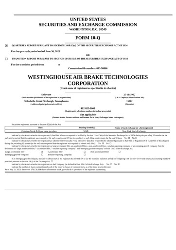 Vorschaubild Wabtec Quartalsbericht 2023-q2