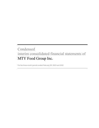 Thumbnail MTY Food Group Financial Statement 2023-q1