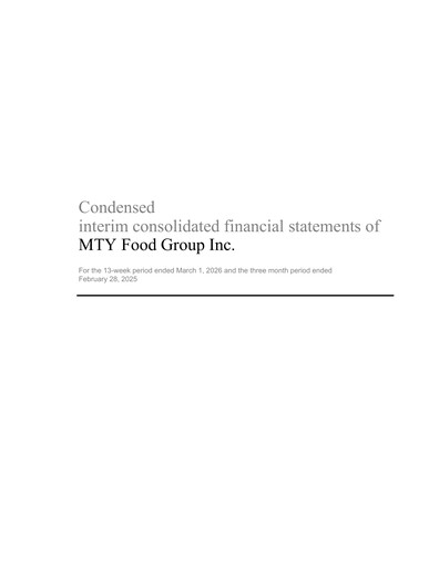 Thumbnail MTY Food Group Financial Statement 2026-q1