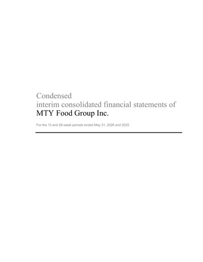 Vorschaubild MTY Food Group Finanzmitteilung 2026-q2