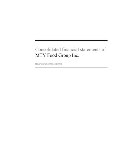 Thumbnail MTY Food Group Financial Statement fy2019