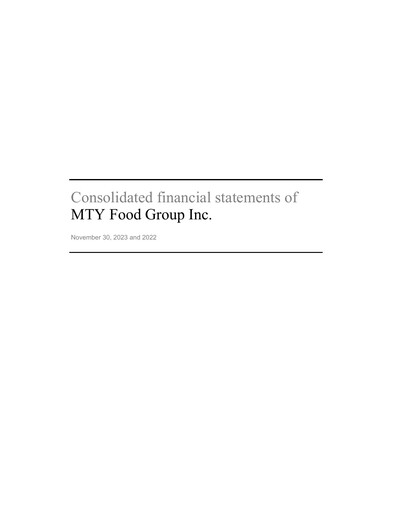 Thumbnail MTY Food Group Financial Statement fy2023