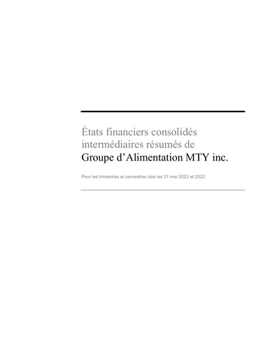 Thumbnail MTY Food Group Financial Statement 2023-q2