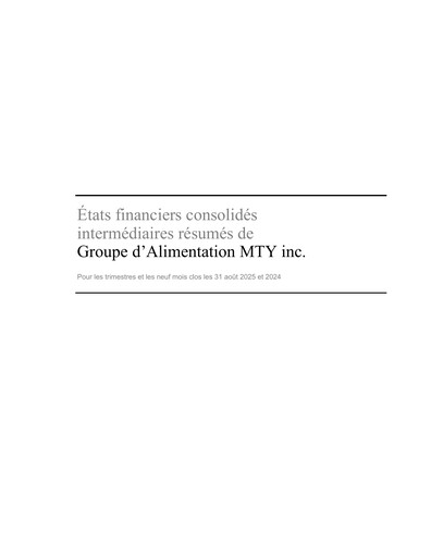 Thumbnail MTY Food Group Financial Statement 2025-q3