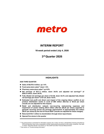 Miniature Metro Rapport trimestriel 2026-q3