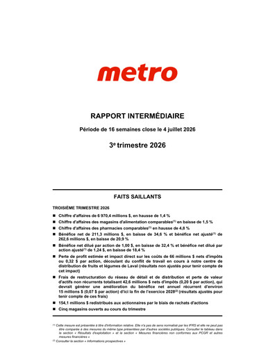 Miniature Metro Rapport trimestriel 2026-q3
