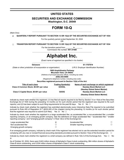 Vorschaubild Alphabet (Google) Quartalsbericht 2024-q3