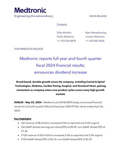 Thumbnail Medtronic Quarterly Report 2024-q4