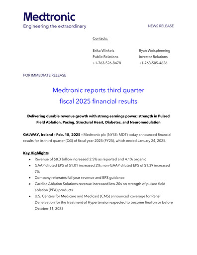 Thumbnail Medtronic Quarterly Report 2025-q3