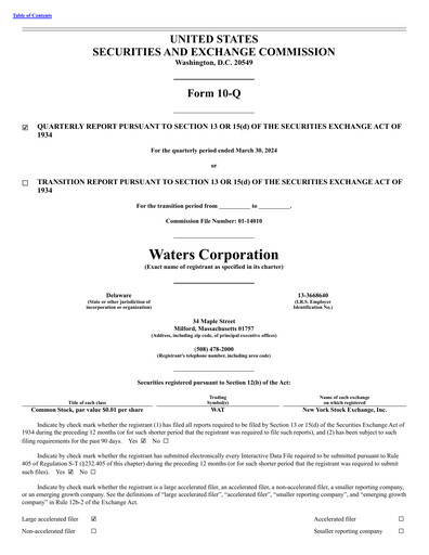 Thumbnail Waters Corporation Quarterly Report 2024-q1
