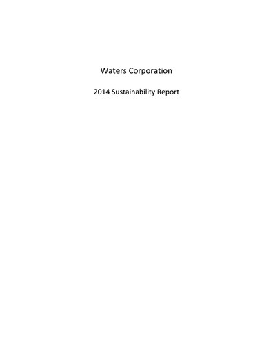 Thumbnail Waters Corporation Sustainability Report 2014