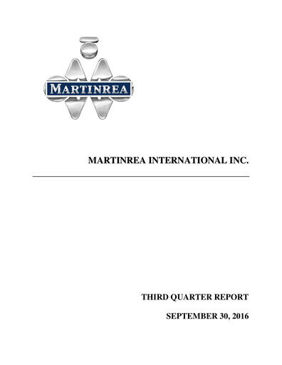 Vorschaubild Martinrea International Quartalsbericht 2016-q3
