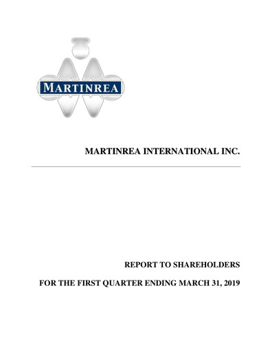 Vorschaubild Martinrea International Quartalsbericht 2019-q1