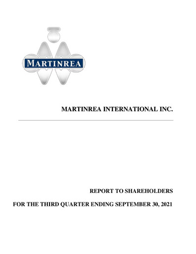 Vorschaubild Martinrea International Quartalsbericht 2021-q3