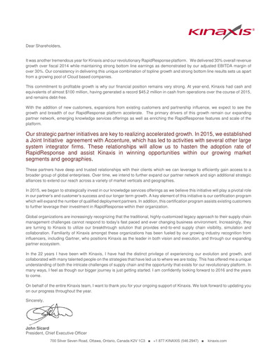 Thumbnail Kinaxis Annual Report 2015