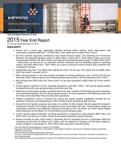 Thumbnail Keyera Annual Report 2015