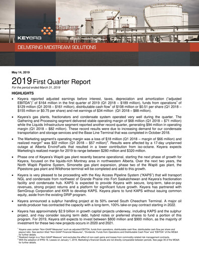 Thumbnail Keyera Quarterly Report 2019-q1