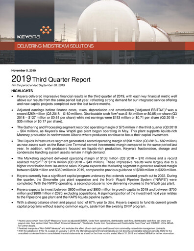 Thumbnail Keyera Quarterly Report 2019-q3