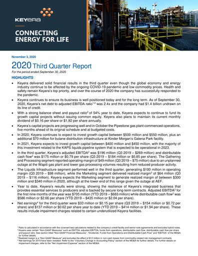 Thumbnail Keyera Quarterly Report 2020-q3