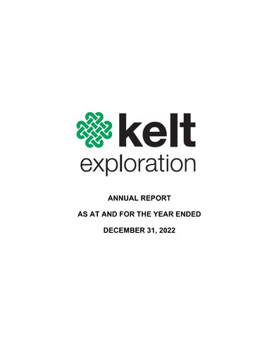 Miniature Kelt Exploration Rapport annuel 2022