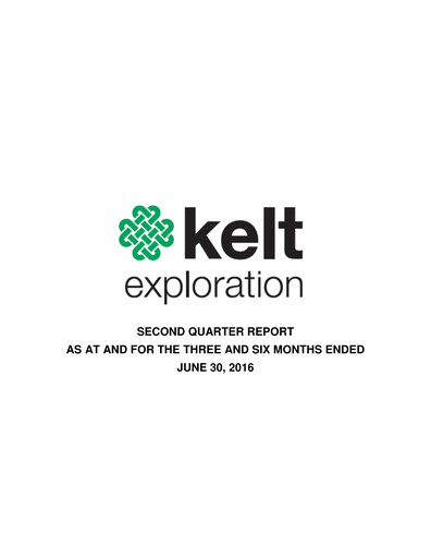 Vorschaubild Kelt Exploration Quartalsbericht 2016-q2