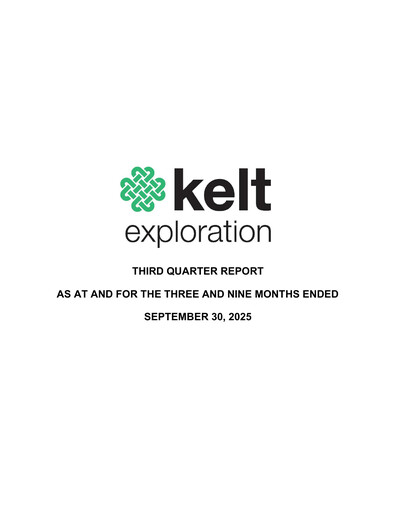 Thumbnail Kelt Exploration Quarterly Report 2025-q3