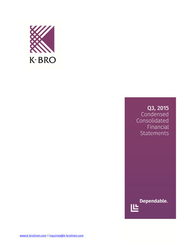 Thumbnail K-Bro Linen Quarterly Report 2015-q3