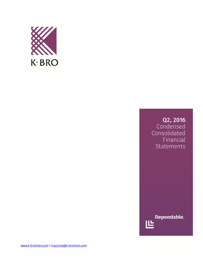 Thumbnail K-Bro Linen Quarterly Report 2016-q2