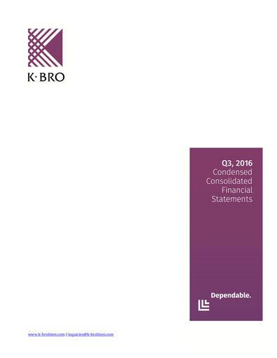 Thumbnail K-Bro Linen Quarterly Report 2016-q3