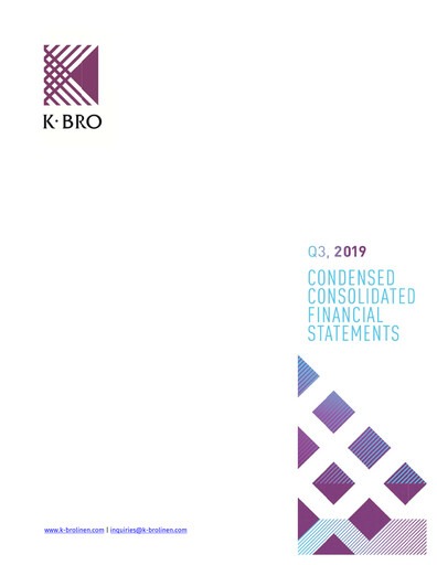 Thumbnail K-Bro Linen Quarterly Report 2019-q3