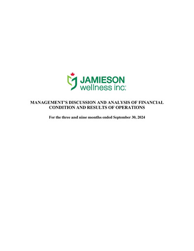 Thumbnail Jamieson Wellness Quarterly Report 2024-q3