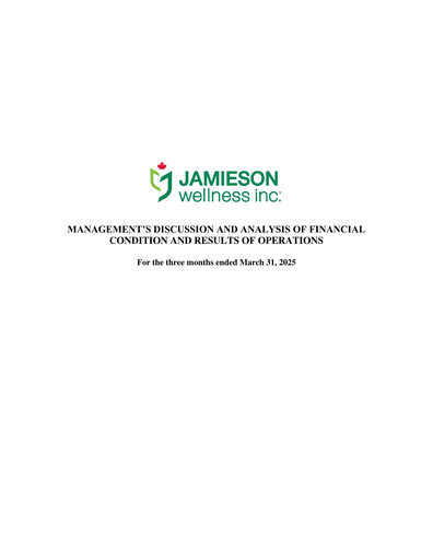 Thumbnail Jamieson Wellness Quarterly Report 2025-q1