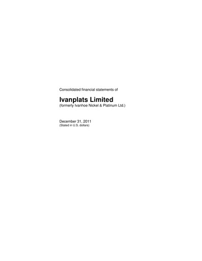 Thumbnail Ivanhoe Mines
 Financial Statement 2011
