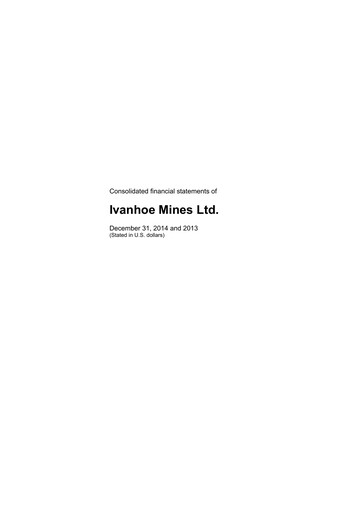 Thumbnail Ivanhoe Mines
 Financial Statement 2014