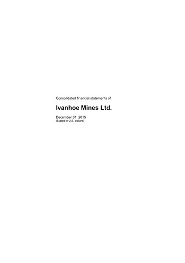 Thumbnail Ivanhoe Mines
 Financial Statement 2015