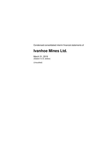 Miniature Ivanhoe Mines
 Bilan financier 2019-q1