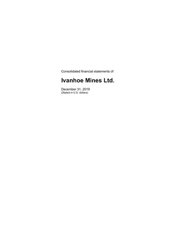 Thumbnail Ivanhoe Mines
 Financial Statement 2019