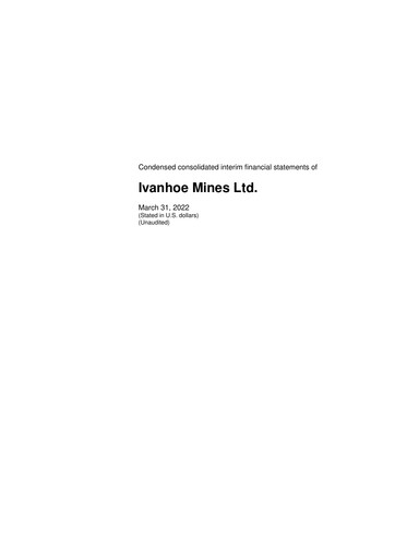 Miniature Ivanhoe Mines
 Bilan financier 2022-q1