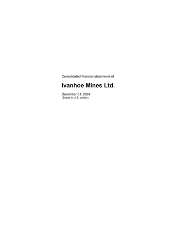Thumbnail Ivanhoe Mines
 Financial Statement 2024