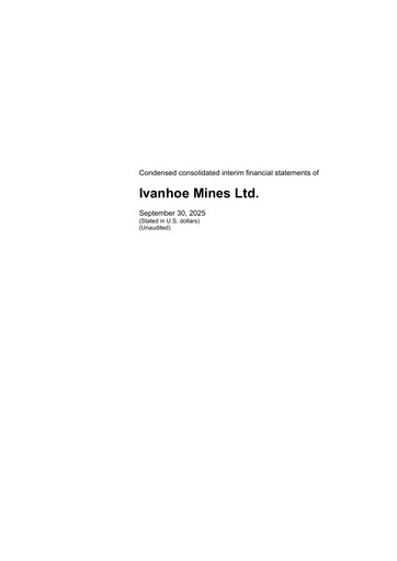 Thumbnail Ivanhoe Mines
 Financial Statement 2025-q3