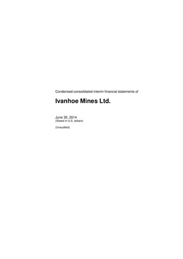 Thumbnail Ivanhoe Mines
 Quarterly Report 2014-q2
